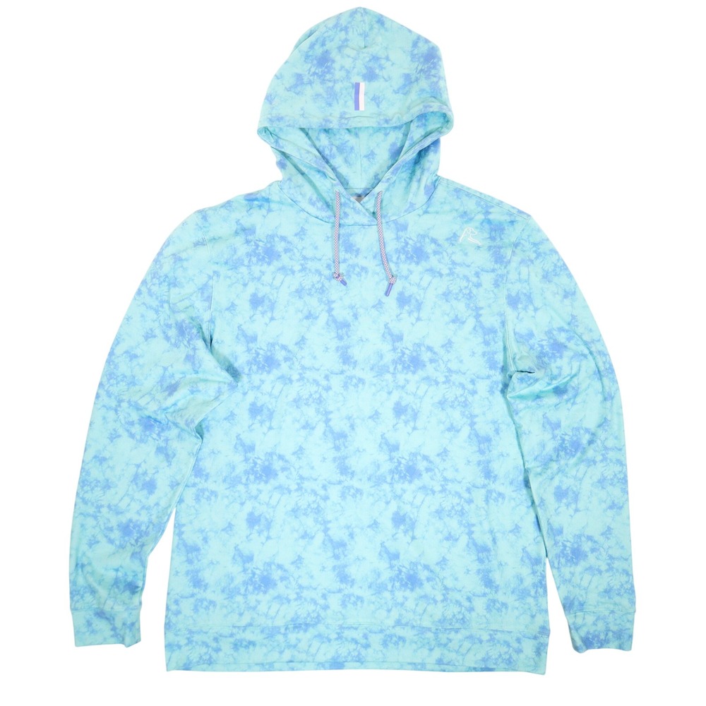 Rhoback Hesi Hoodie Performance Stretch Drawstring Tie Dye Blue Men L EUC